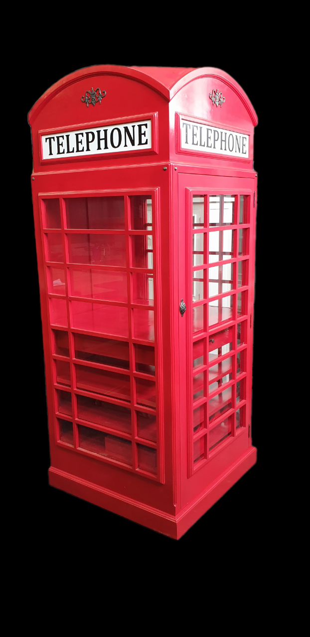 TELEPHONE BOOTH DISPLAY / DRINKS CABINET  (Vintage - RED)