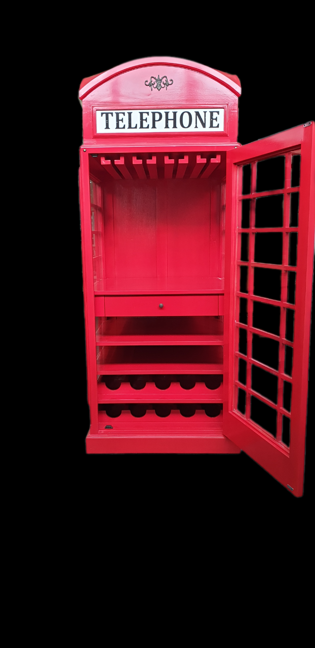 TELEPHONE BOOTH DISPLAY / DRINKS CABINET  (Vintage - RED)