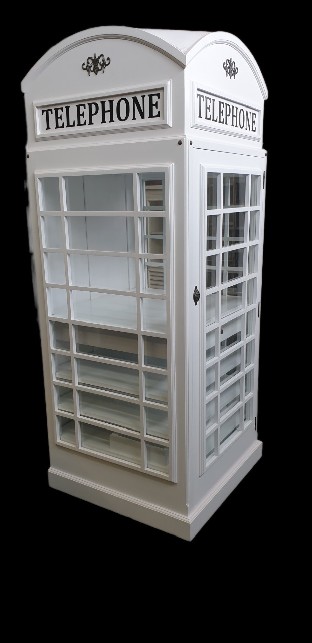 TELEPHONE BOOTH DISPLAY / DRINKS CABINET  (Vintage - WHITE)