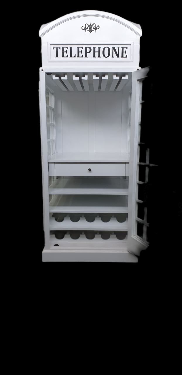 TELEPHONE BOOTH DISPLAY / DRINKS CABINET  (Vintage - WHITE)
