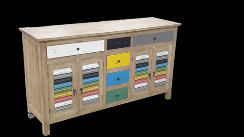 Natural Multi-Coloured Buffet Cabinet/Side Table - Mindi Wood - 150cms