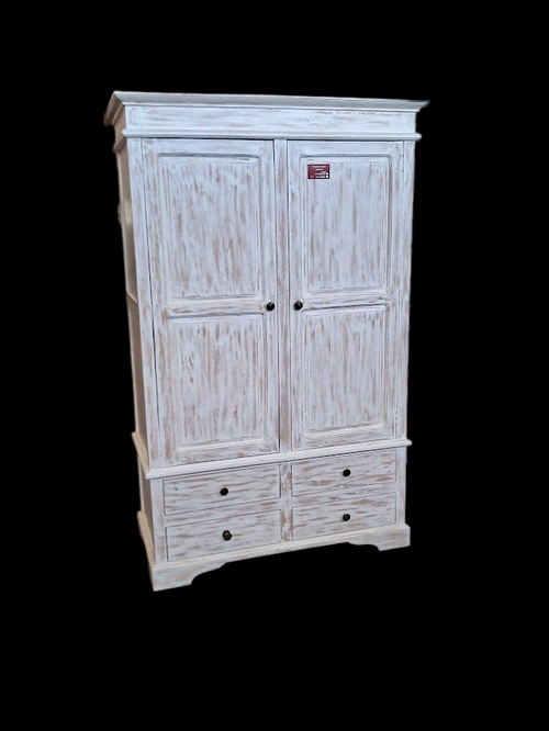 Free Standing Wardrobe - Mindi Wood - White Wash
