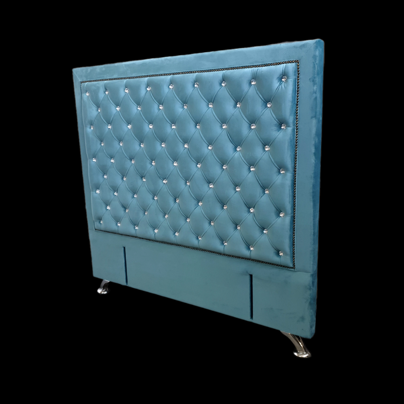 Ancona Buttoned queen  Headboard - Tiffany blue