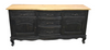 Buffet Cabinet/Side Table - Mindi Wood - Black Wash with Natural Finish Top