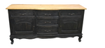 Buffet Cabinet/Side Table - Mindi Wood - Black Wash with Natural Finish Top