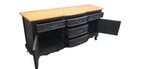 Buffet Cabinet/Side Table - Mindi Wood - Black Wash with Natural Finish Top