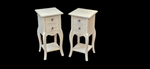 Square Bedside Cabinet Pair - Mindi Wood - White Wash Finish