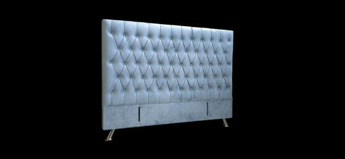 Dahlia Buttoned King Headboard - Light SEA BLUE  Velvet