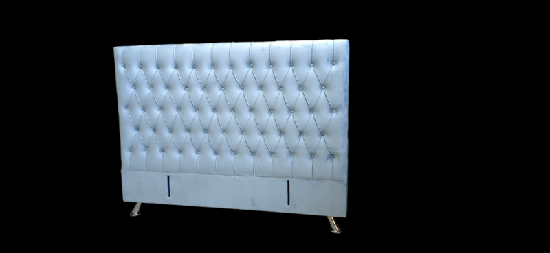 Dahlia Buttoned King Headboard - Light SEA BLUE  Velvet