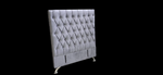 Dahlia Buttoned King Single Headboard - Dark Grey Velvet