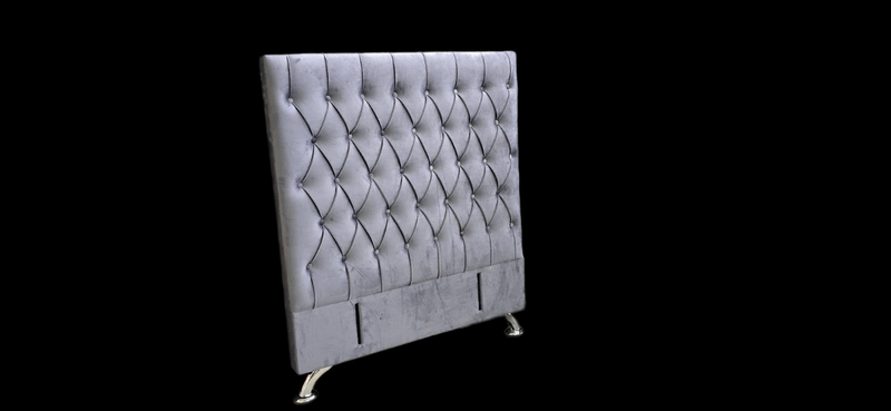 Dahlia Buttoned King Single Headboard - Dark Grey Velvet
