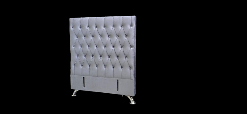 Dahlia Buttoned King Single Headboard - Dark Grey Velvet