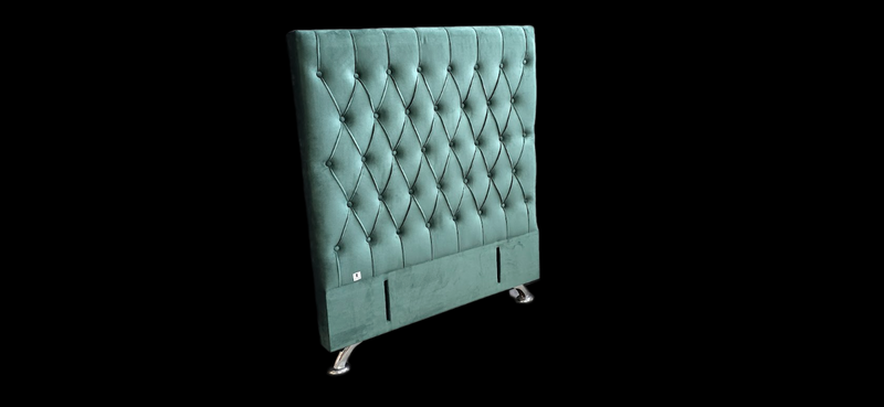 Dahlia Buttoned King Single Headboard - Forest Green Velvet