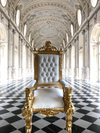 Throne Chair (King/Queen Chair) - Mahogany Wood - White & Gold