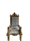 Throne Chair (King/Queen Chair) - Mahogany Wood - White & Gold
