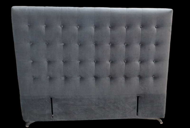 Maison Buttoned Queen Headboard - Dark Grey Velvet