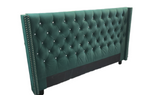 Winston Buttoned Super King Headboard - Forest Green Velvet with Crystals