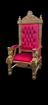 Throne Chair (King/Queen Chair) - Mahogany Wood - Red & Gold