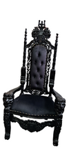 Throne Chair (King/Queen Chair) - Mahogany Wood - Black Finish