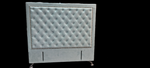 Ancona Buttoned Queen Headboard - Ash White Velvet (Sky Blue Shade)