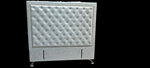 Ancona Buttoned Queen Headboard - Ash White Velvet (Sky Blue Shade)