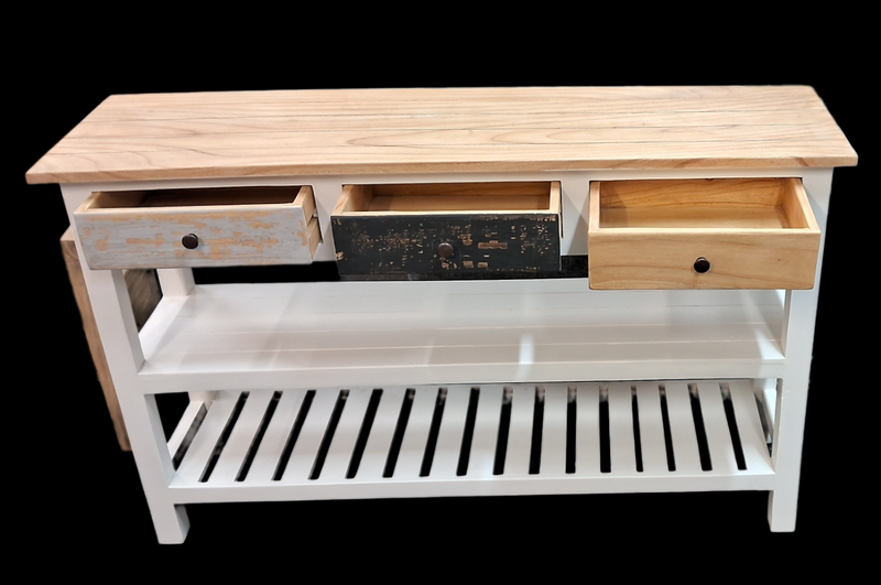 Rectangular Hall Table - Solid Mindi Wood - Carolina Vintage Finish