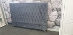 Dahlia Buttoned California King Headboard - Dark Grey Velvet
