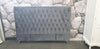 Dahlia Buttoned California King Headboard - Dark Grey Velvet