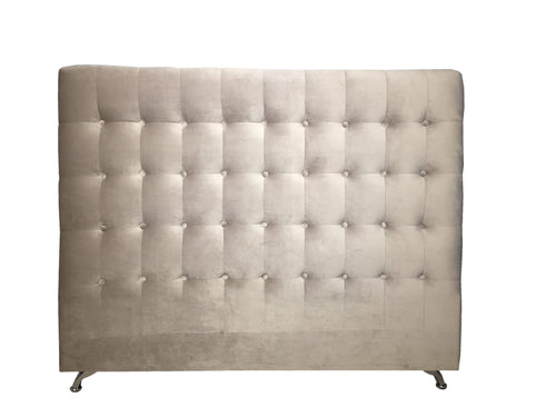 Maison Buttoned King Headboard - Beige Velvet