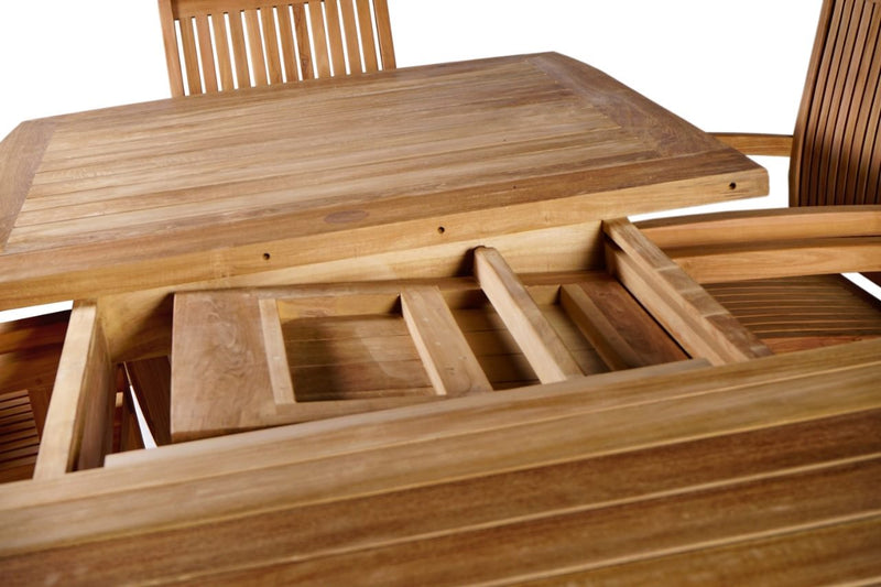 OUTDOOR FURNITURE - TEAK WOOD TABLE AND 8 CHAIRS- WINDSOR SET