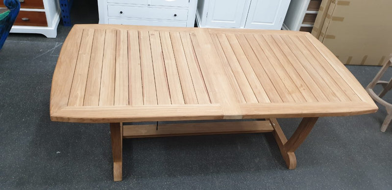 OUTDOOR FURNITURE - TEAK WOOD TABLE AND 8 CHAIRS- WINDSOR SET