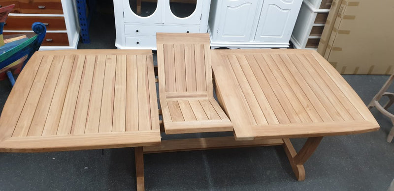 OUTDOOR FURNITURE - TEAK WOOD TABLE AND 8 CHAIRS- WINDSOR SET