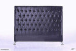 Dahlia Buttoned California King Headboard - Black Velvet