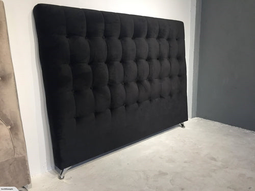 Maison Buttoned King Headboard - Black Velvet
