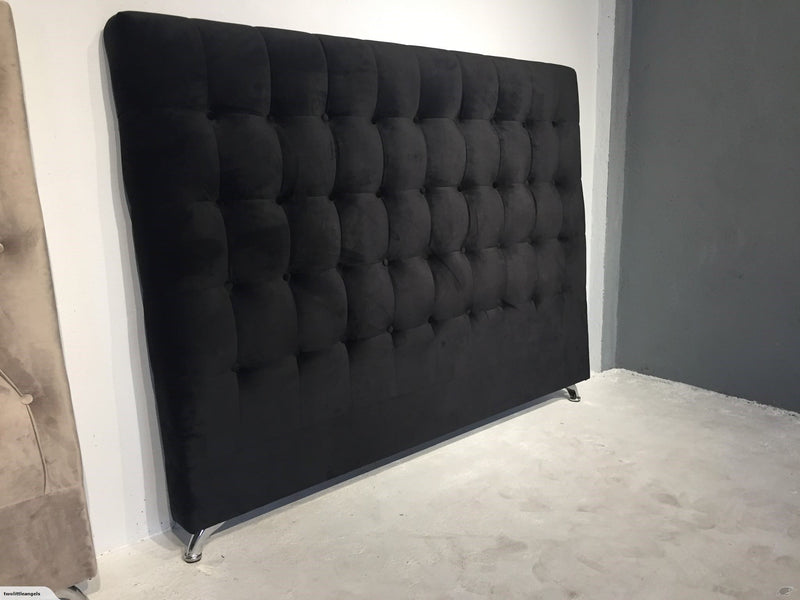 Maison Buttoned Super King Headboard - Black Velvet