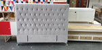 Dahlia Buttoned Headboard Light Grey Velvet - Super King