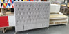 Dahlia Buttoned Headboard Light Grey Velvet - Super King