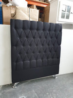 Dahlia Buttoned King Single Headboard - Black Fabric