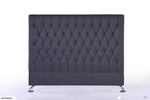 Dahlia Buttoned King Headboard - Dark Grey Fabric