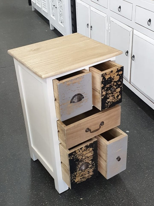 Bedside/Lamp Table - Mindi Wood - Five Drawer - Carolina Vintage