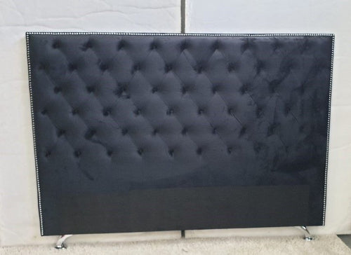 Milly Buttoned Headboard Black Velvet with studs - Super King