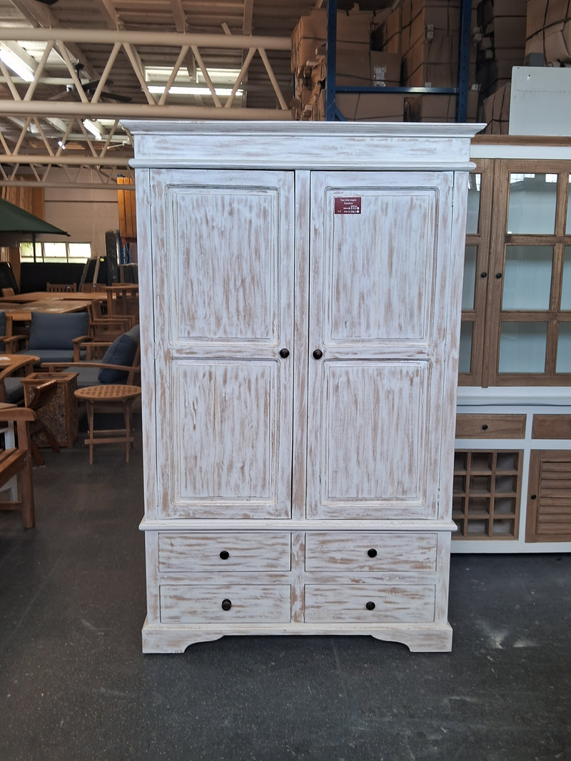 Free Standing Wardrobe - Mindi Wood - White Wash