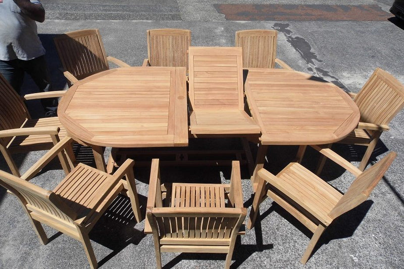 OUTDOOR FURNITURE-TEAK WOOD TABLE AND 8 CHAIRS