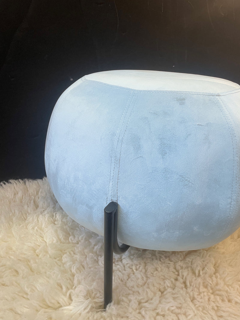 ROUND OTTOMAN - Sky Blue Velvet