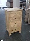 Bedside/Lamp Table - Mindi Wood - Four Drawer - Natural Wax
