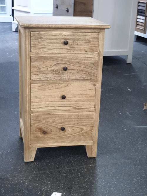 Bedside/Lamp Table - Mindi Wood - Four Drawer - Natural Wax
