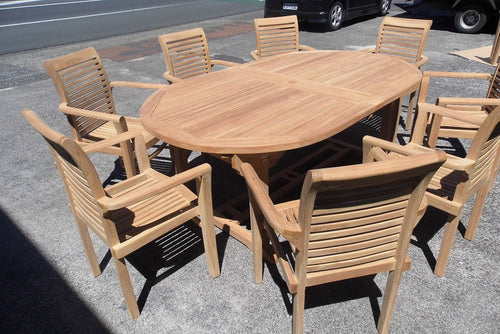 OVAL TEAK WOODEN TABLE - 200/300(120CM DEPTH) - TABLE ONLY