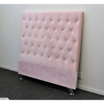 Dahlia Buttoned King Single Headboard - Pink Velvet