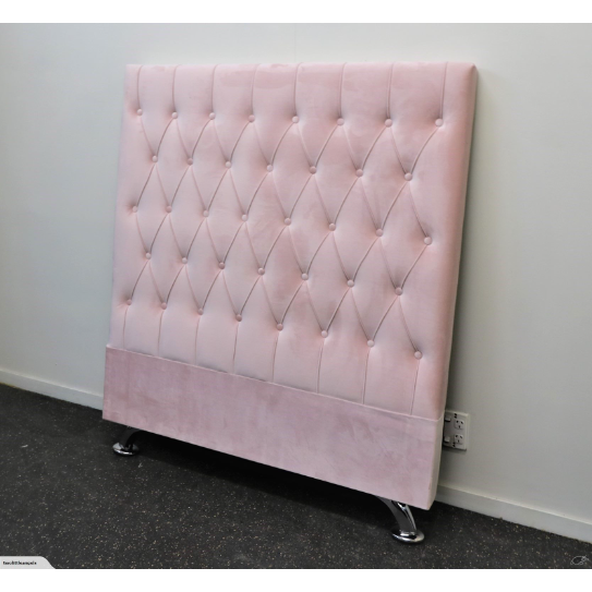 Dahlia Buttoned King Single Headboard - Pink Velvet