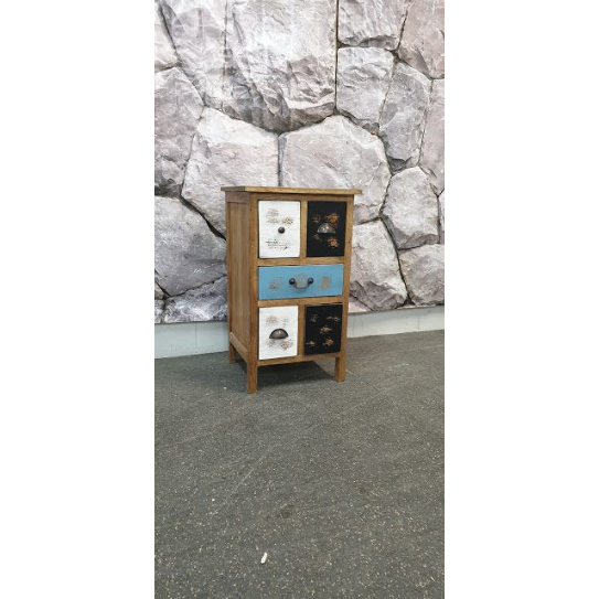 Bedside/Lamp Table - Mindi Wood - Five Drawer - Brown Finish